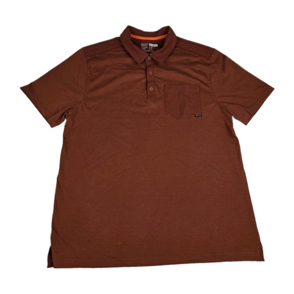 5.11 Tactical Mens Large Axis Short Sleeve Polo Shirt Golf Red Pocket Stretch